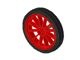 35c01-5G Spaakwiel groot met zwarte gladde band rood gebruikt *5W000