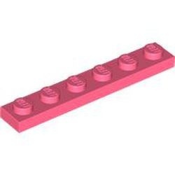 3666-220 Platte plaat 1x6 rood, koraal NIEUW *1B176
