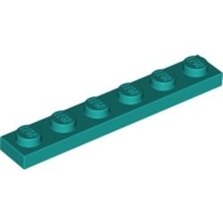 3666-39 Platte plaat 1x6 turquoise, donker NIEUW *1B176