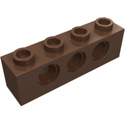 3701-8G Technic, steen 1x4 met 3 gaten bruin (klassiek) gebruikt *1D055