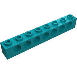 3702-39G Technic, steen 1x8 met 7 gaten turquoise, donker gebruikt *1D056