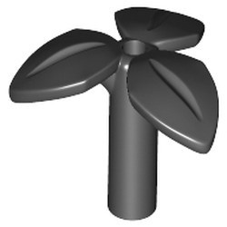 37695-11 Plant met 3 blaadjes op steel zwart NIEUW *5C082
