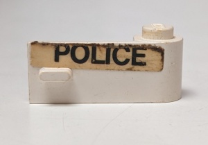 3821pb025-1G Autodeur 1x3x1 met wijde 'Police' sticker, rechts (Set 621) wit gebruikt *5S012