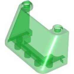 3823-20G Autoruit 2x4x2- schuin 45 graden, 2 noppen bovenop transparant groen gebruikt *1C008