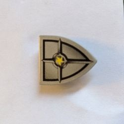3846pb023-86G Schild driehoek met opdruk smid (kruis met ster) grijs, licht (blauwachtig) gebruikt *0L0000