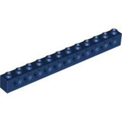3895-63 Technic, steen 1x12 met 11 gaten blauw, donker NIEUW *