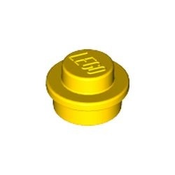 4073-3G Platte plaat 1x1 rond geel gebruikt *1B375