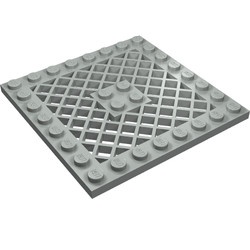 4151-9G Platte plaat 8x8 met rooster ZONDER gat in midden lichtgrijs (klassiek) gebruikt *3D0000