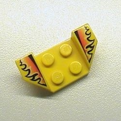 41854pb09-3 Plaat 2x4 met spatbord verhoogde vleugels met zwarte, oranje en witte vlammen geel NIEUW *5A019