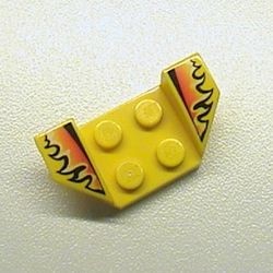 41854pb09-3G Plaat 2x4 met spatbord verhoogde vleugels met zwarte, oranje en witte vlammen geel gebruikt *5S056