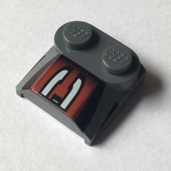 41855pb09-85G Dakpan rond 2x2x2/3 twee noppen, lip einde met halve nummer 3 grijs, donker (blauwachtig) gebruikt *5R000