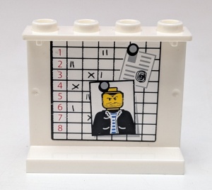 4215bpb19-1G Paneel 1x4x3 Politie prikbord met minifiguur (sticker) - Set 7743 wit gebruikt *0D0000