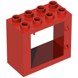 4253-5G DUPLO Raamframe 2x4x3 met platte voorkant (PAKKETPOST) rood gebruikt *