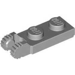 44302-86G Scharnierplaat 1x2- TWEE houders aan einde grijs, licht (blauwachtig) gebruikt *1B332