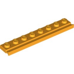 4510-110 Platte plaat 1x8 met deurrail/dakgoot oranje, lichthelder NIEUW *1B317