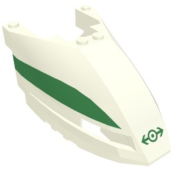 45706pb01-1G Trein voorkant 6x10x3 2/3 met groene streep en treinlogo incl. geel licht (46309) (PAKKETPOST) wit gebruikt *