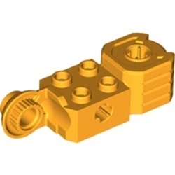 47431-110G Technic, steen 2x2 met asgat, vuist en rotatie Joint ball oranje, lichthelder gebruikt *