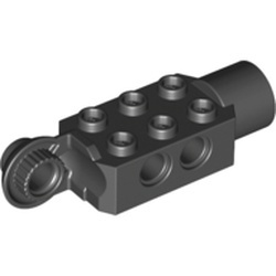 47432-11G Technic, steen 2x3 met gat en Rotation Joint Ball Half vericaal zwart gebruikt *