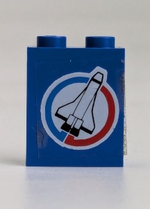 4864apb006R-7G Paneel 1x2x2 met raket in cirkel RECHTS (sticker) blauw gebruikt *0D0000