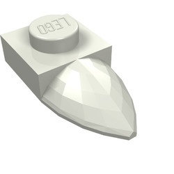 49668-46 Platte plaat 1x1 met tand IN VERLENGDE wit, melkwit lichtgevend NIEUW *1B322