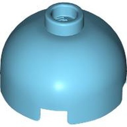 553-156 Steen, 2x2x1 dome TOP blauw, middenazuur NIEUW *1B080