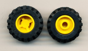 6014ac01-3G Wiel 11x12mm rond gat met offset gegroefde band 21x12mm geel gebruikt *5W000