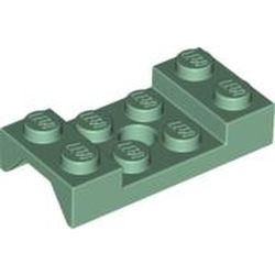 60212-48G Plaat 2x4 met spatbord (boven recht) met gat in midden groen, zandkleurig gebruikt *6K05
