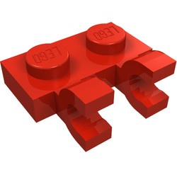 60470-5 Platte plaat 1x2 met TWEE horizontale clips rood NIEUW *1B291