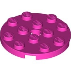 60474-47 Platte plaat 4x4 rond roze, donker NIEUW *5K000