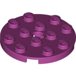 60474-71 Platte plaat 4x4 rond magenta NIEUW *5K000