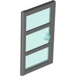 60797pb01-85 Deur 1x4x6 met 3 panelen en transparant lichtblauw glas grijs, donker (blauwachtig) NIEUW *