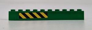 6111pb010L-6G Steen 1x10 gevarenstrepen LINKS (Sticker) groen gebruikt *5V09-01