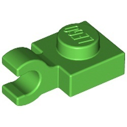 61252-36 Platte plaat 1x1 met horizontale clip groen, helder NIEUW *1B287