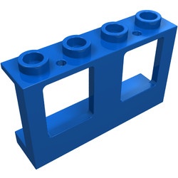 61345-7 Raam 1x4x2 paneel- 2 gaatjes onderin- glas:60601 (2 nodig) blauw NIEUW *1B280