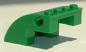 61487-6G Dakpan afgerond 4x4x2 met 4 noppen en pingaten groen gebruikt *1D030