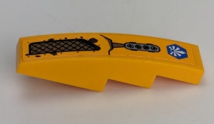 61678pb085L-110G Dakpan gebogen 1x4 met knoppen en Chima Logo LINKS (Sticker) oranje, lichthelder gebruikt *5R000