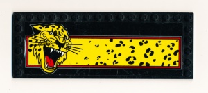 6205pb001-11G Tegel 6x16 met noppen zijkanten met Cheetah (Sticker) zwart gebruikt *5T08-01