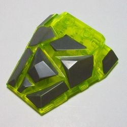 64867pb01-16G Wig 4x4 gefragmenteerde top met donkergrijze facetten patroon transparant, neongroen gebruikt *5S041