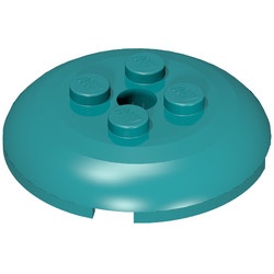 65138-39 Steen 4x4x2/3 dome top met gat turquoise, donker NIEUW *5C067