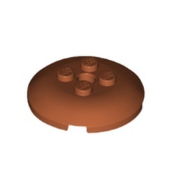 65138-68 Steen 4x4x2/3 dome top met gat oranje, donker NIEUW *5C067