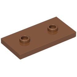 65509-88 Platte plaat 2x4 - 2 centrale noppen bruin, roodachtig NIEUW *5C006