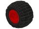 6580c01-5G Wiel 43.2 breedx28 dikke naaf middengroot met band 6579 rood gebruikt *5W000