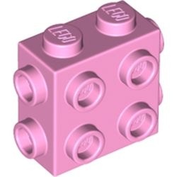 67329-104 Steen 1x2x1 2/3 met noppen aan drie zijden roze, helder NIEUW *1R0000