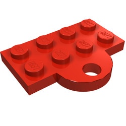 737-5G Platte plaat 2x4 met gat voor haak rood gebruikt *3D0000