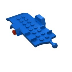 817c01-7G Trailer 4x8 met rode wielen blauw gebruikt *