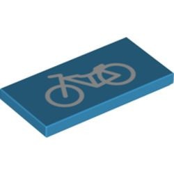 87079pb0823-153 Tegel 2x4 met witte fiets blauw, donkerazuur NIEUW *0K000