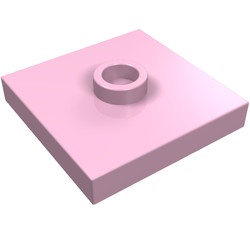 87580-104 Platte plaat 2x2 1 centrale nop roze, helder NIEUW *1B348