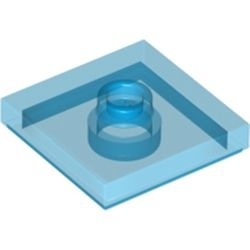 87580-14 Platte plaat 2x2 1 centrale nop transparant donkerblauw NIEUW *1B348