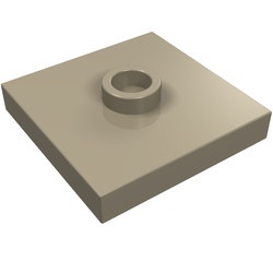 87580-69 Platte plaat 2x2 1 centrale nop crème,donker NIEUW *1B349