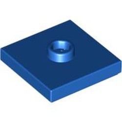 87580-7 Platte plaat 2x2 1 centrale nop blauw NIEUW *1B349